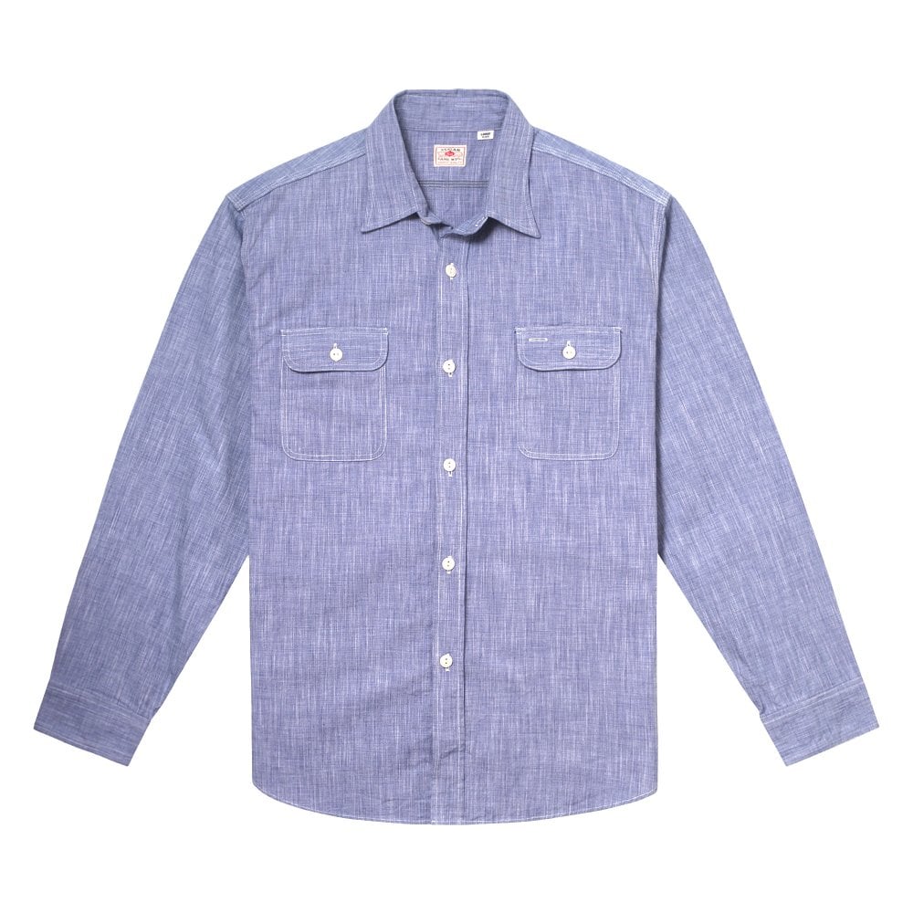 Sugar Cane Mens Blue Pin Check Long Sleeved Shirt CANE10260