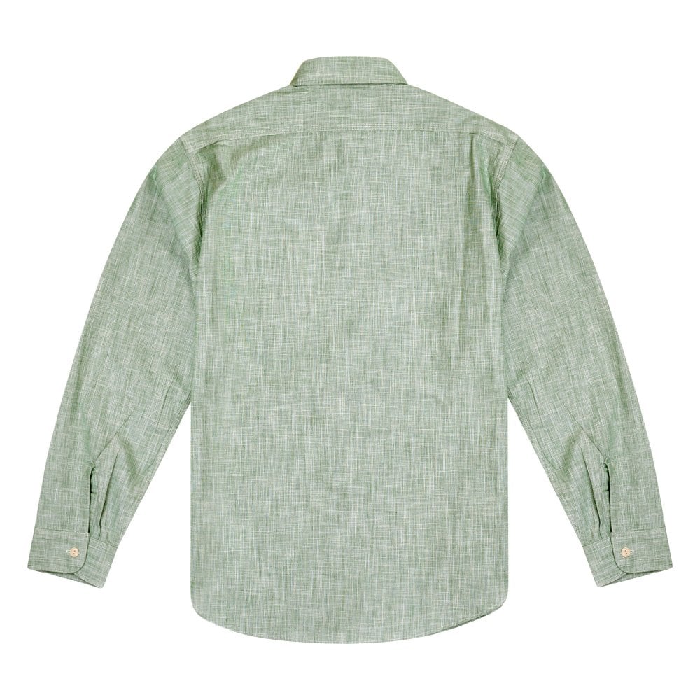 Sugar Cane Green Pin Check Long Sleeved Shirt CANE10261