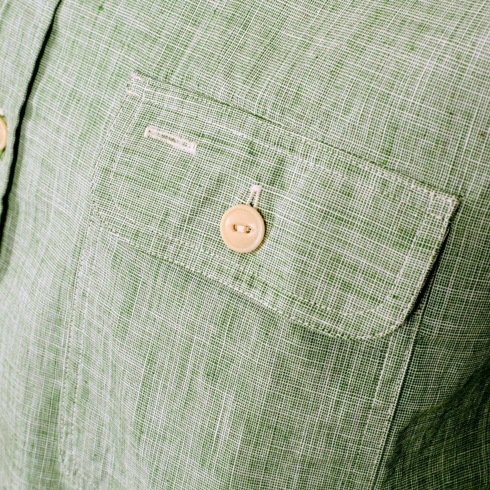 Sugar Cane Green Pin Check Long Sleeved Shirt CANE10261