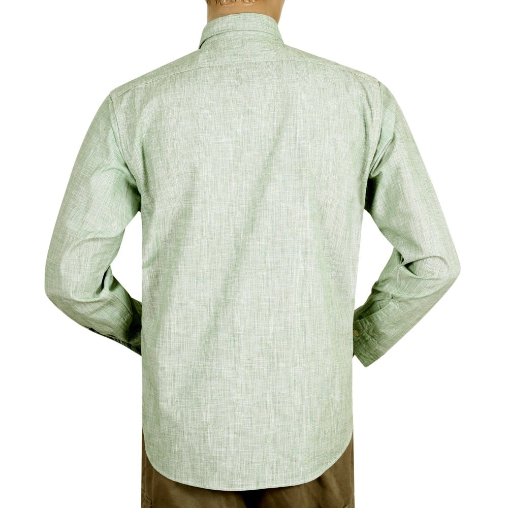 Sugar Cane Green Pin Check Long Sleeved Shirt CANE10261
