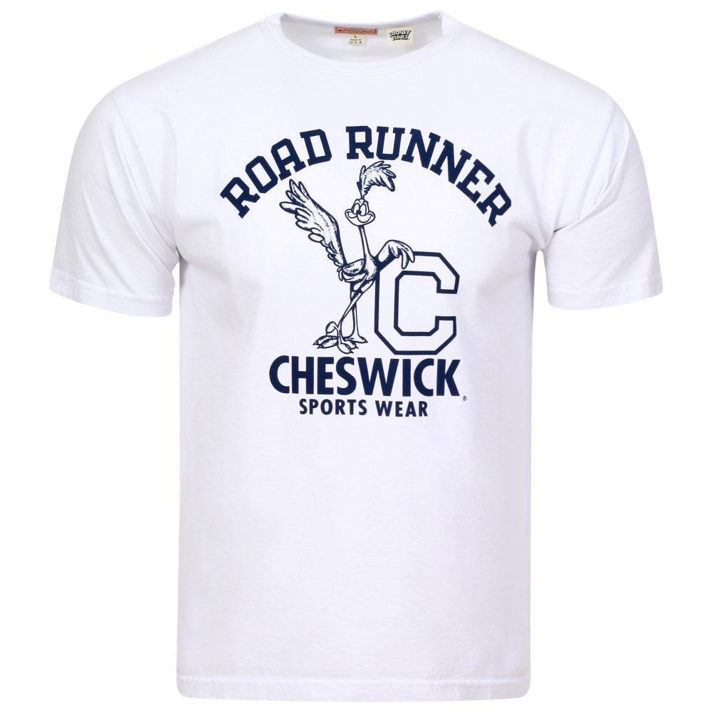 Cheswick Looney Tunes Mens White Leaning Road Runner T Shirt CHES11075
