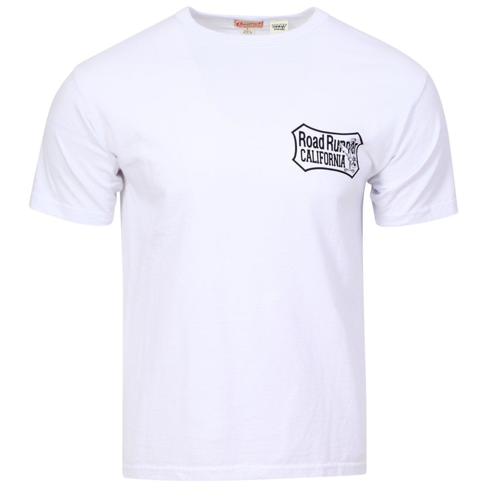 Cheswick Looney Tunes Mens White Motor Service Road Runner T Shirt CHES11076