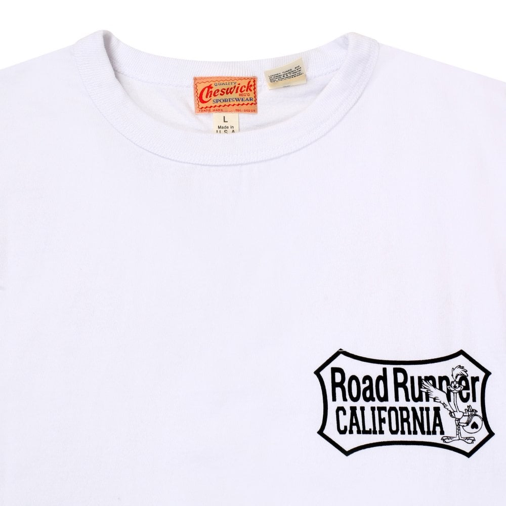 Cheswick Looney Tunes Mens White Motor Service Road Runner T Shirt CHES11076