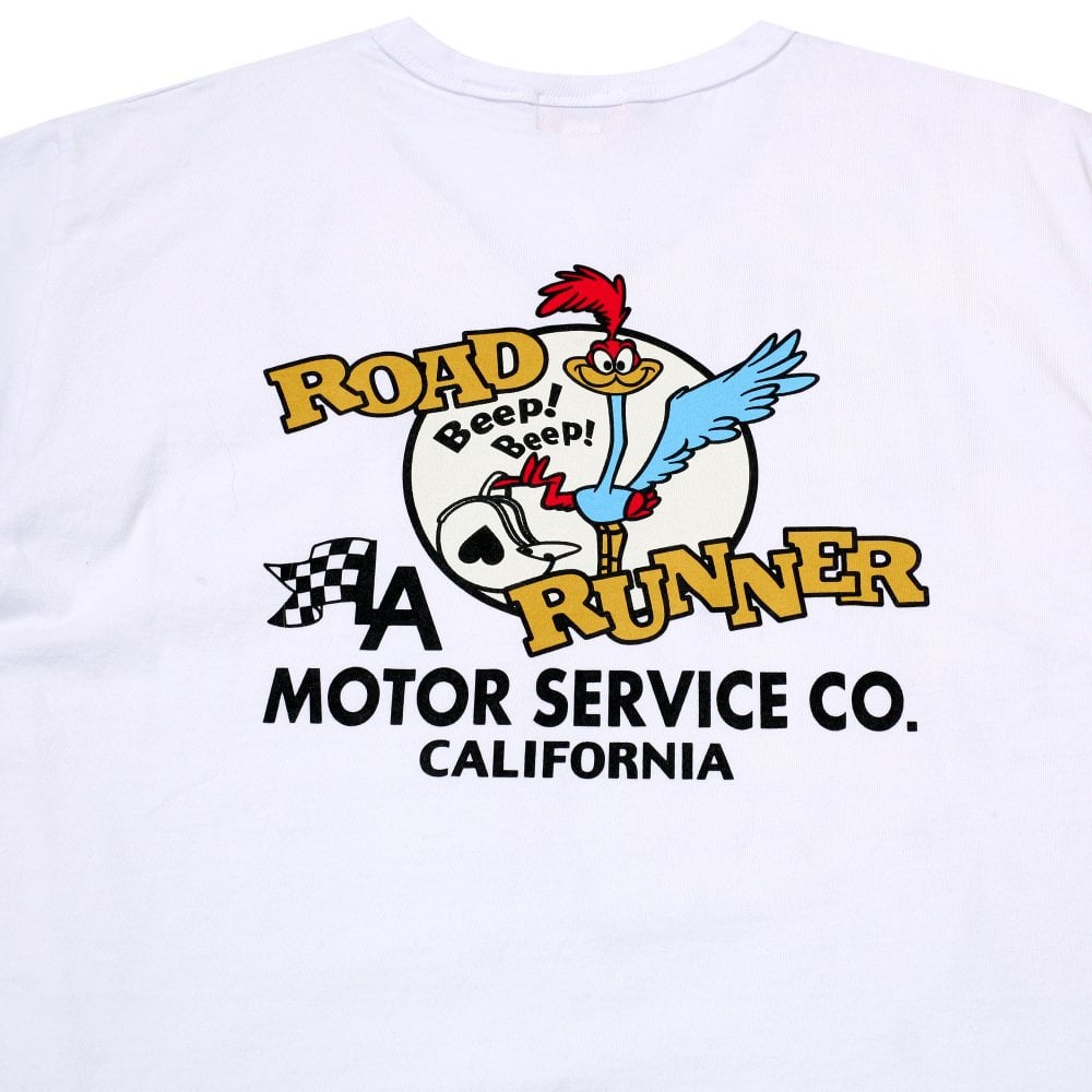 Cheswick Looney Tunes Mens White Motor Service Road Runner T Shirt CHES11076