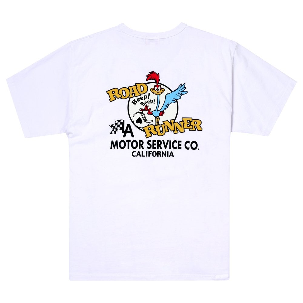 Cheswick Looney Tunes Mens White Motor Service Road Runner T Shirt CHES11076