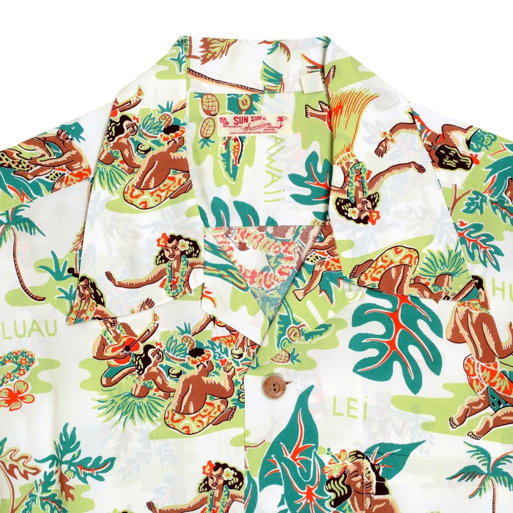 Sun Surf Mens Luau Off White Hawaiian Shirt SURF10084
