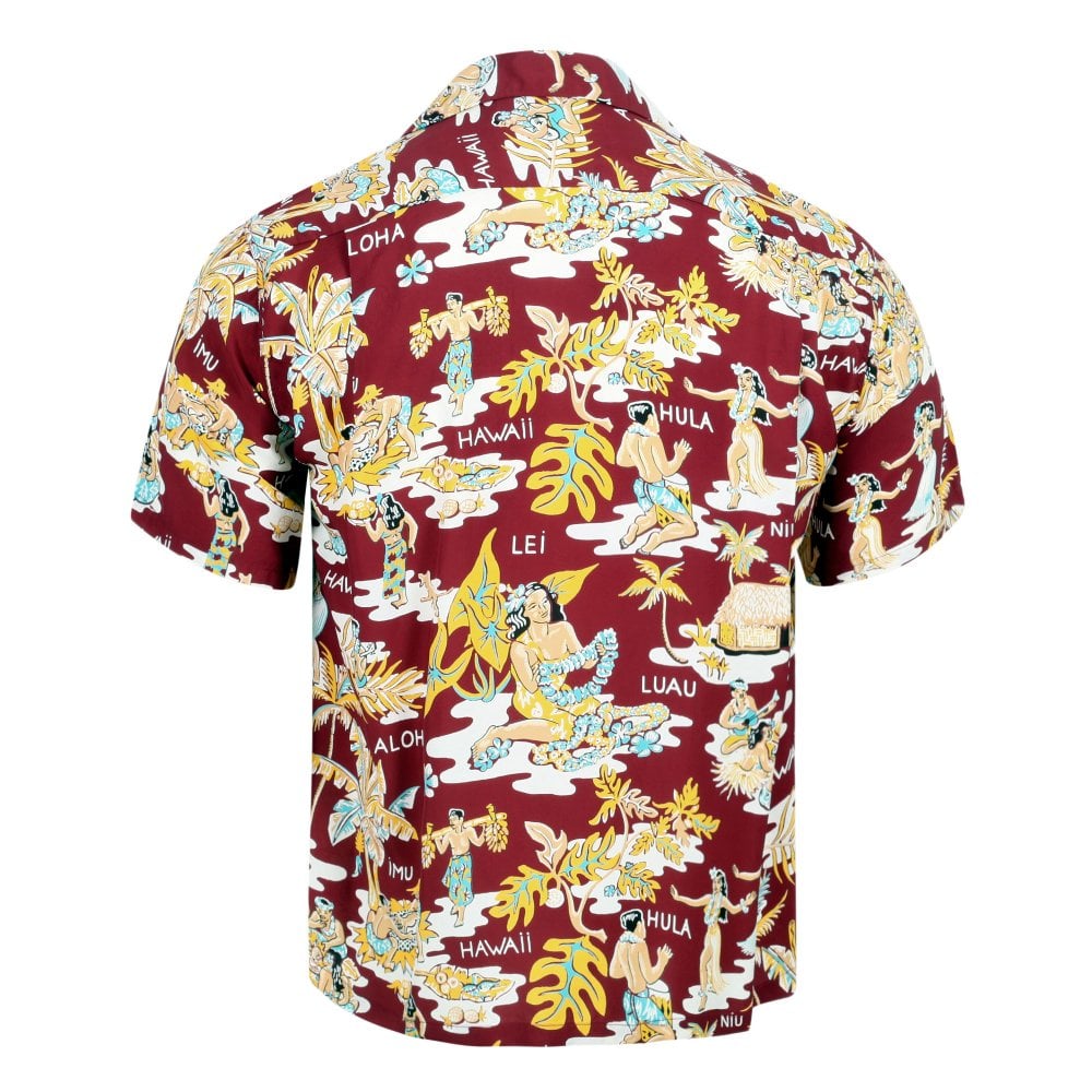 Sun Surf Mens Wine Luau Hawaiian Print Shirt SURF10085