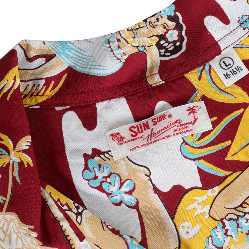 Sun Surf Mens Wine Luau Hawaiian Print Shirt SURF10085