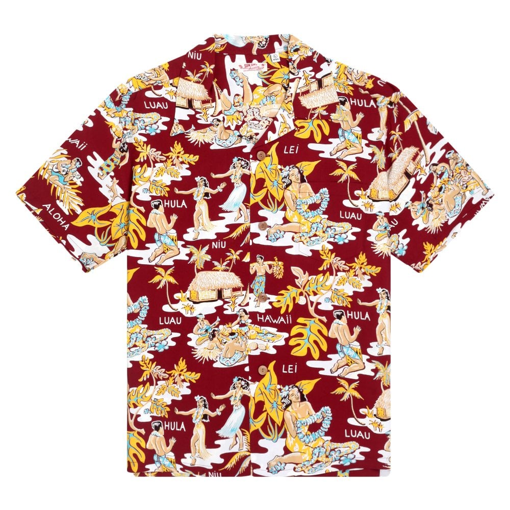 Sun Surf Mens Wine Luau Hawaiian Print Shirt SURF10085