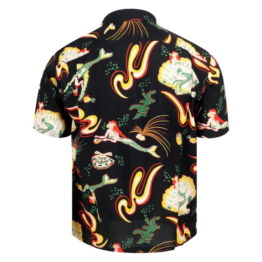 Sun Surf Mens Black Mermaids Hawaiian Shirt SURF10087