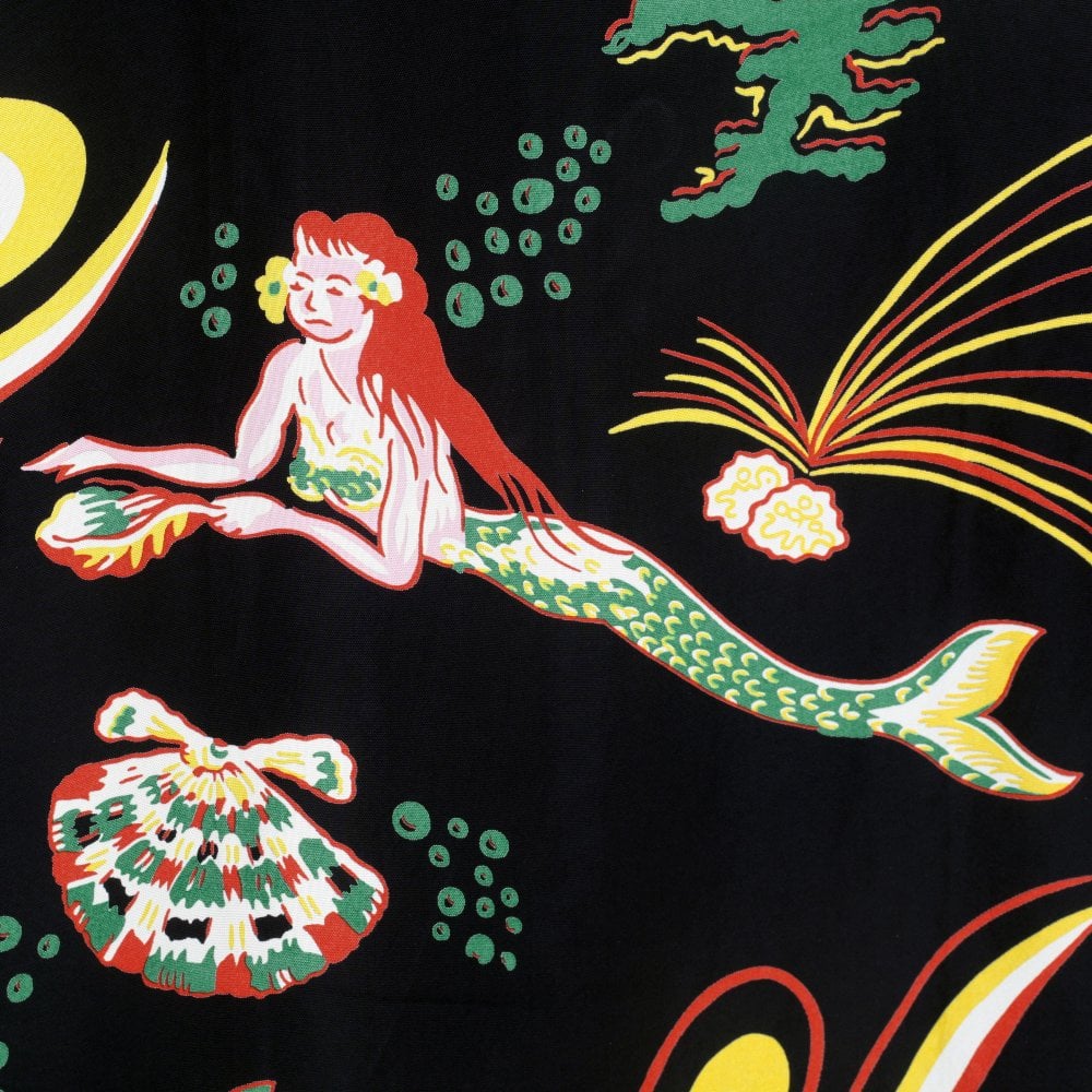 Sun Surf Mens Black Mermaids Hawaiian Shirt SURF10087
