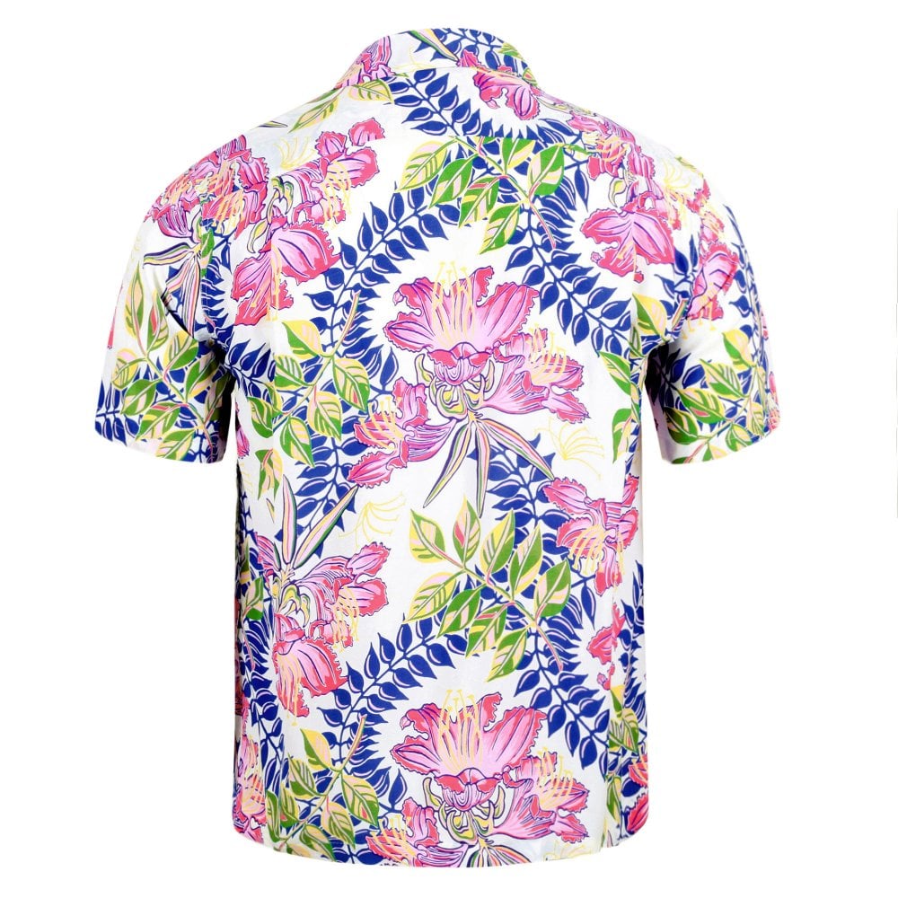 Sun Surf Mens Off White Orchid Bloom Hawaiian Shirt SURF10263