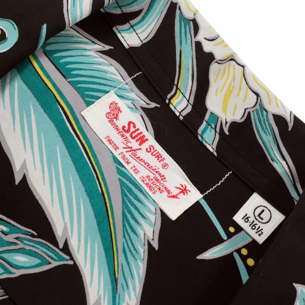 Sun Surf Moonlight Garden In Black Hawaiian Shirt SURF10264