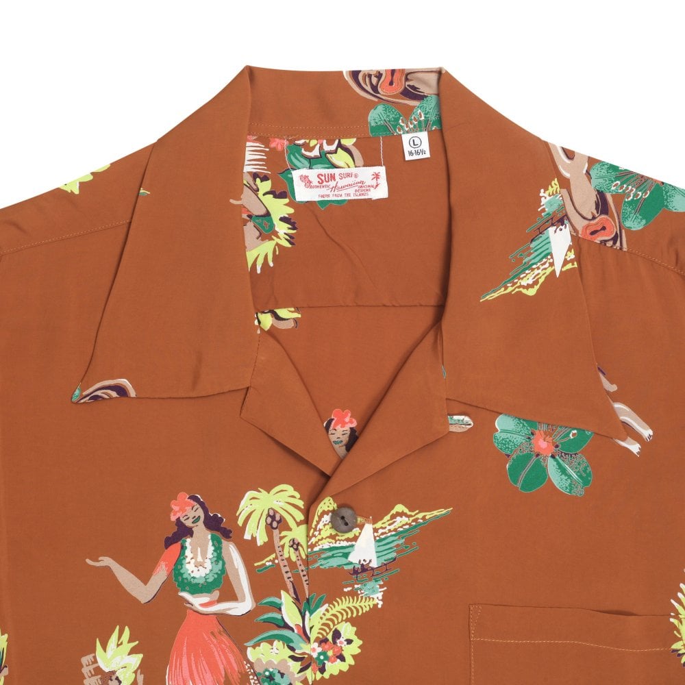 Sun Surf Brown Being To Dance Hula Hawaiian Shirt SURF10089