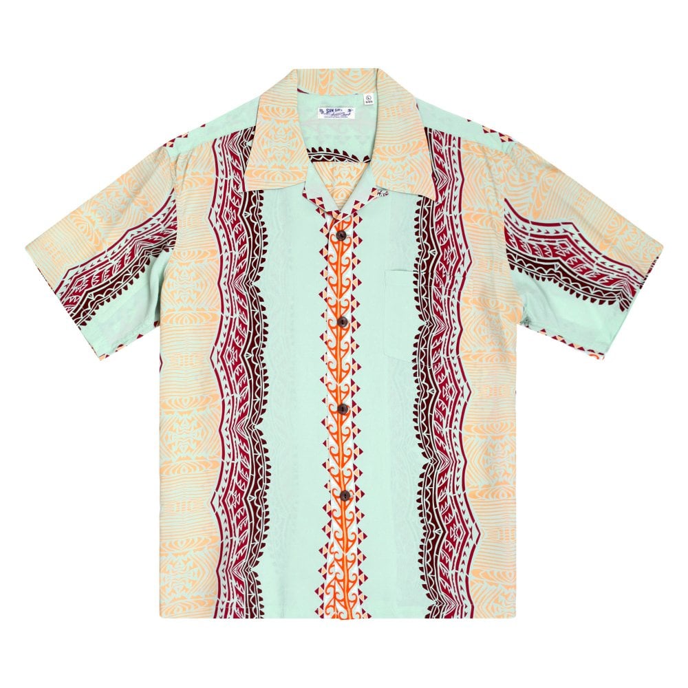 Sun Surf Mens Traditional Tattoo Motif Blue Hawaiian Shirt SURF10265