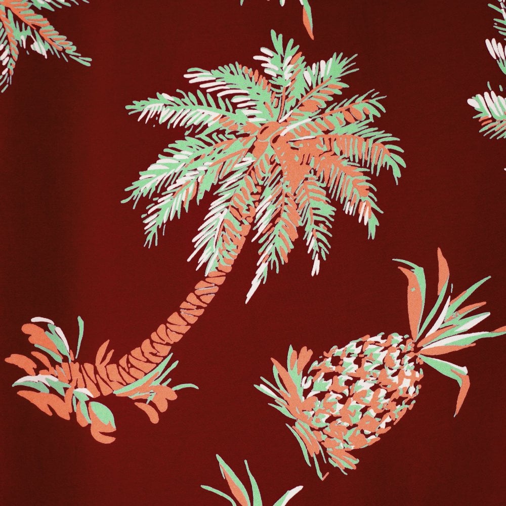 Sun Surf Mens Wine Studded Palm Tree Hawaiian Shirt SURF10262