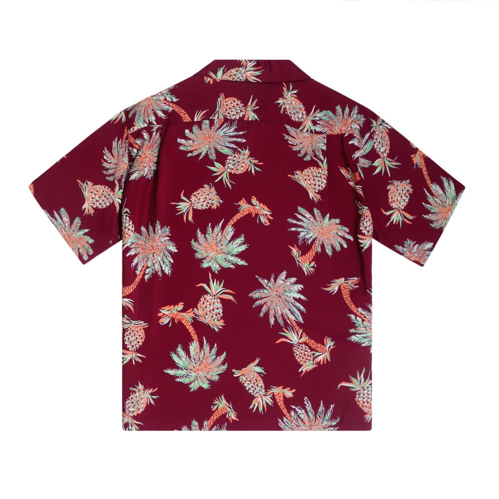 Sun Surf Mens Wine Studded Palm Tree Hawaiian Shirt SURF10262