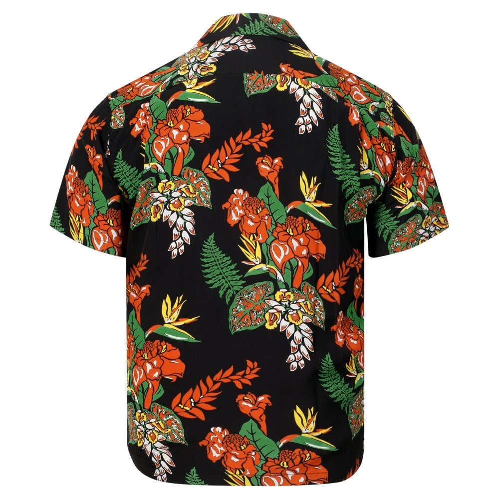 Sun Surf Mens Flourish Flowers Black Hawaiian Shirt SURF11089