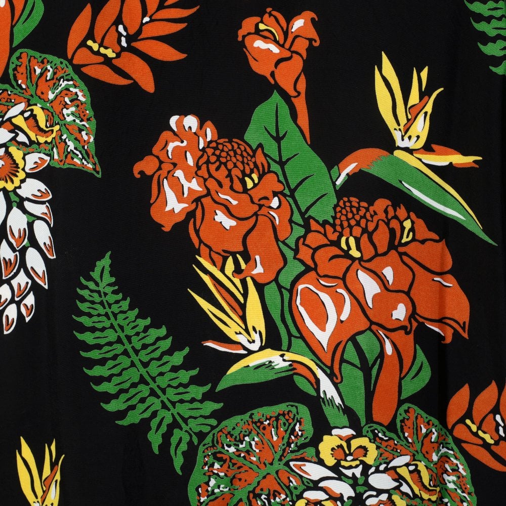Sun Surf Mens Flourish Flowers Black Hawaiian Shirt SURF11089
