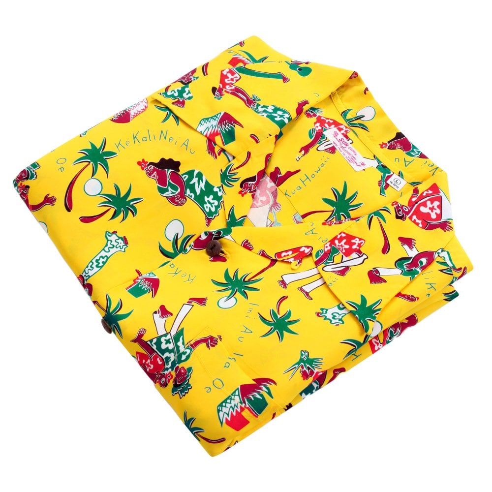 Sun Surf Mens Fun Island of Hawaii Yellow Hawaiian Shirt SURF10267