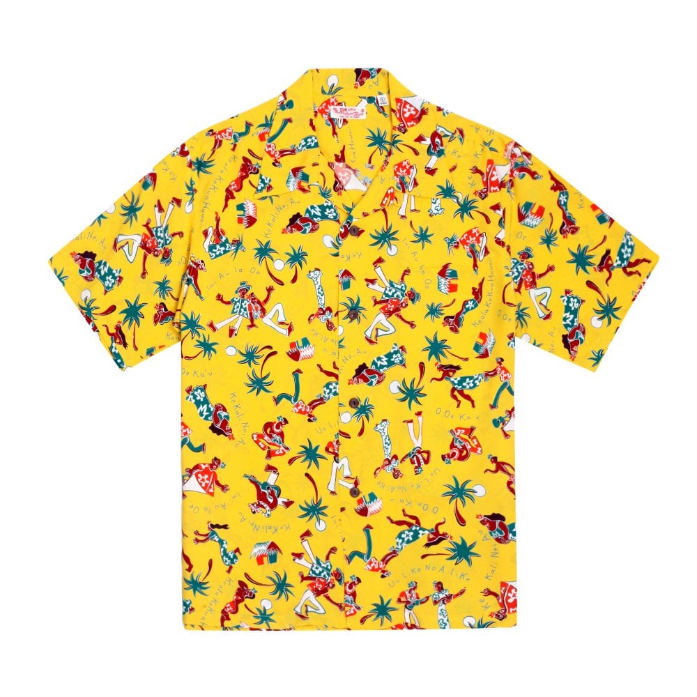 Sun Surf Mens Fun Island of Hawaii Yellow Hawaiian Shirt SURF10267