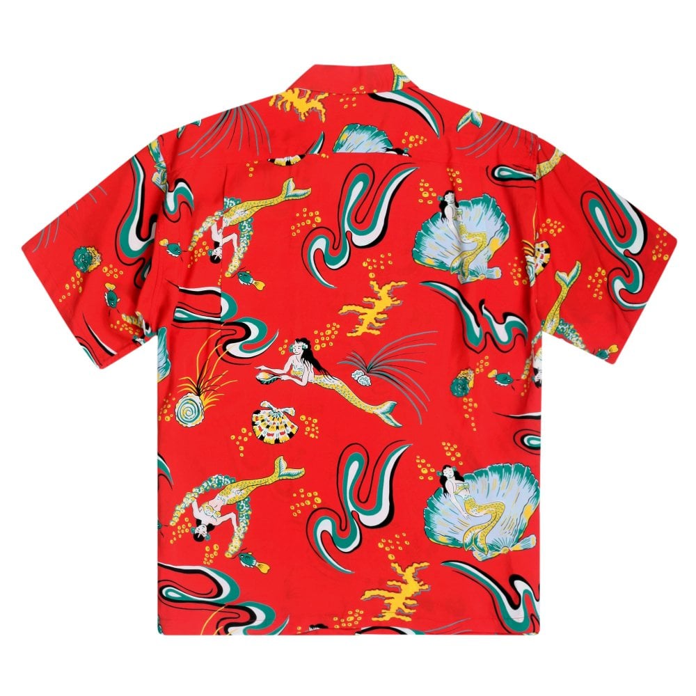 Sun Surf Mens Red Mermaids Hawaiian Shirt SURF10088