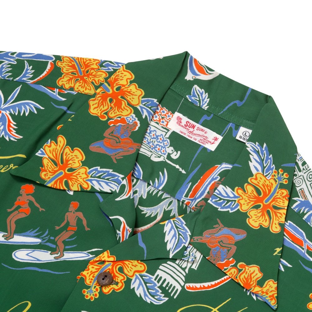 Sun Surf Aloha Hawaii Green Hawaiian Shirt SURF11088