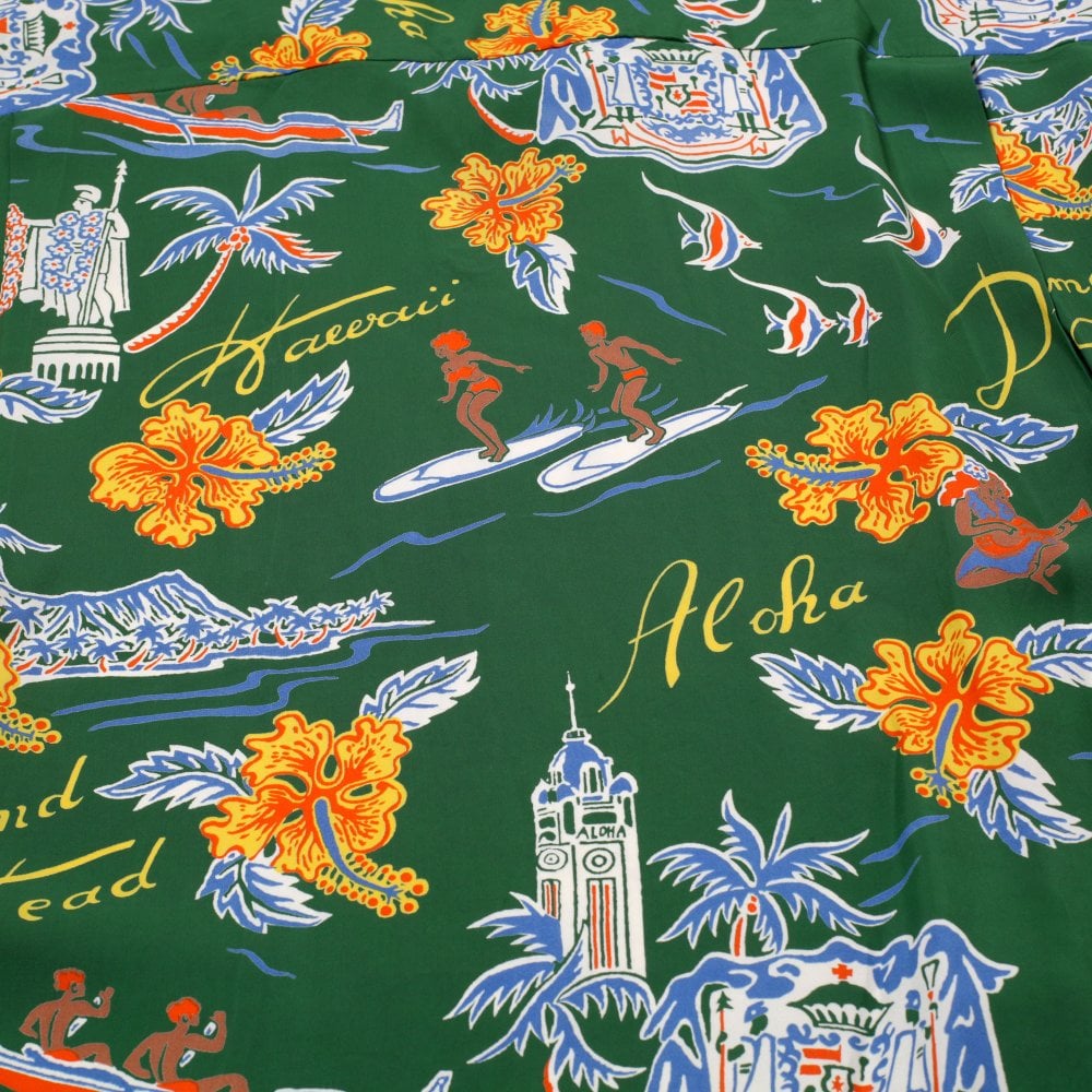 Sun Surf Aloha Hawaii Green Hawaiian Shirt SURF11088