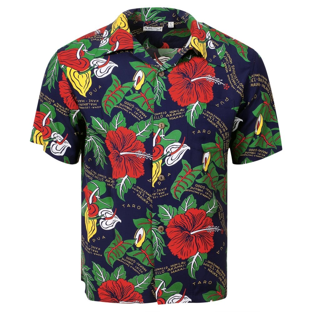 Sun Surf Navy Romantic Hawaiian Nicknames Regular fit Hawaiian Shirt SURF11094