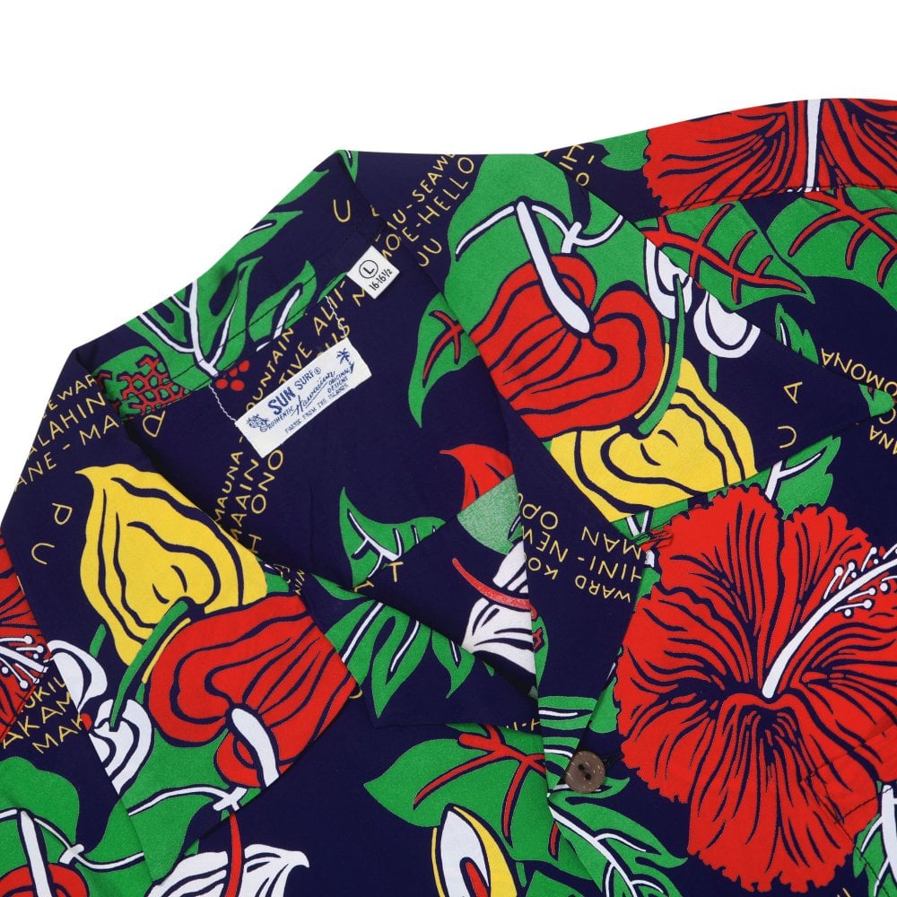 Sun Surf Navy Romantic Hawaiian Nicknames Regular fit Hawaiian Shirt SURF11094
