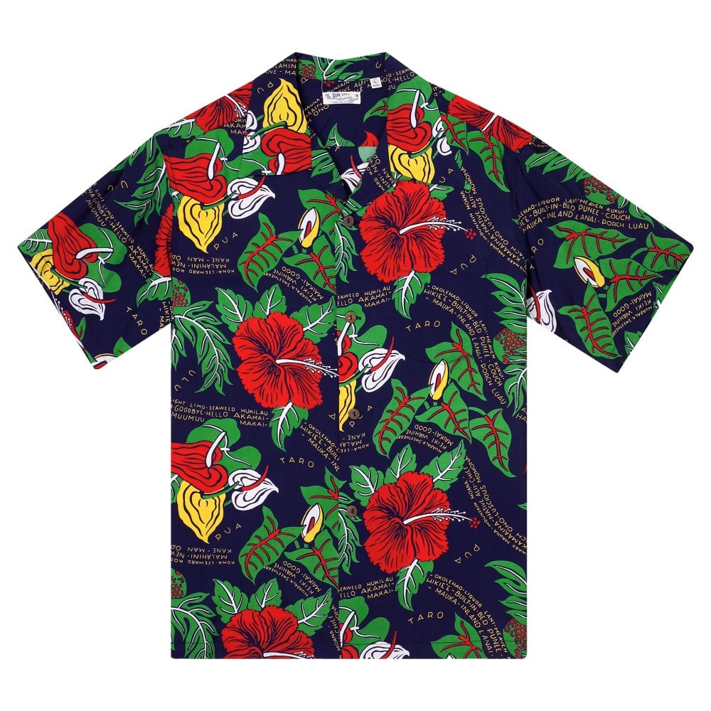 Sun Surf Navy Romantic Hawaiian Nicknames Regular fit Hawaiian Shirt SURF11094