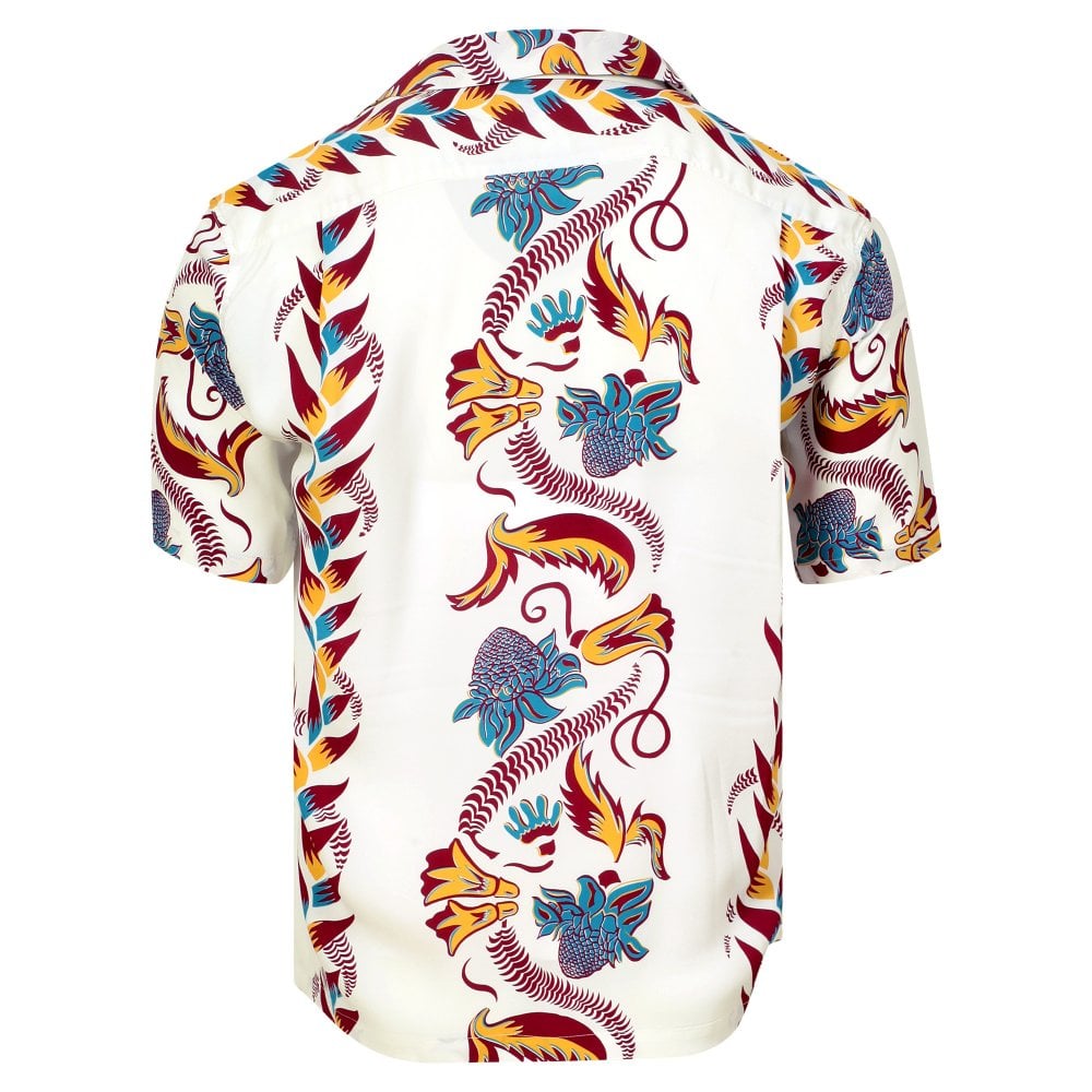 Sun Surf Shimmering Border Hawaiian Shirt in Off White SURF11092