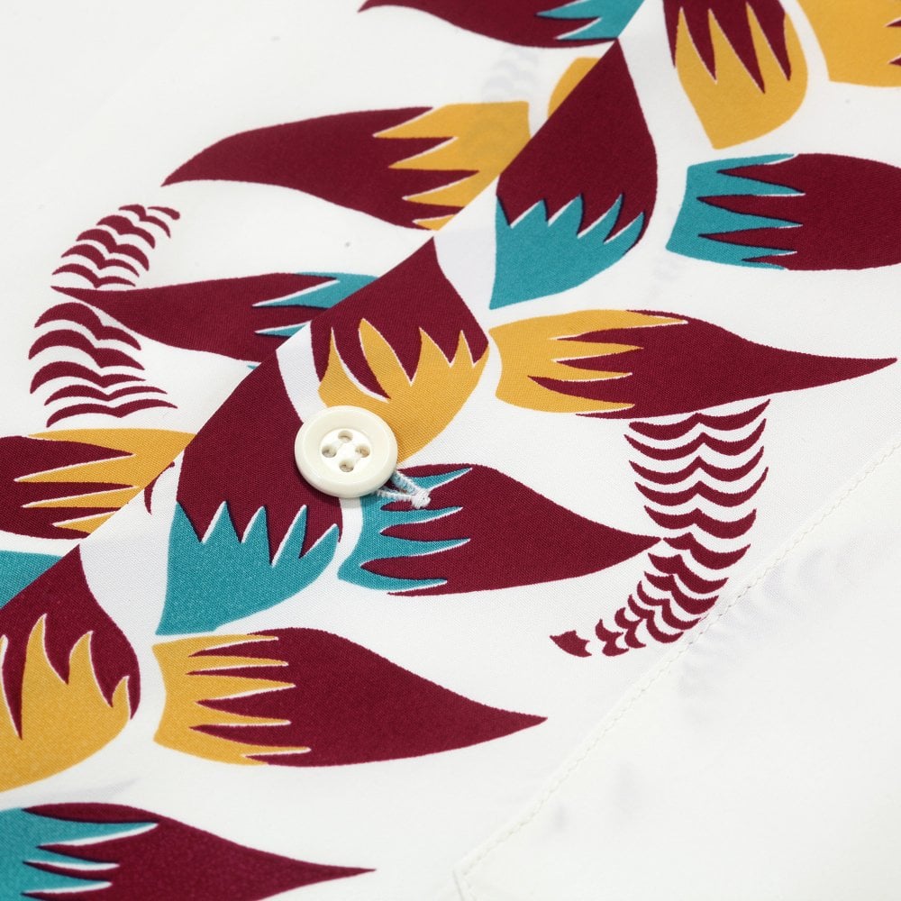 Sun Surf Shimmering Border Hawaiian Shirt in Off White SURF11092