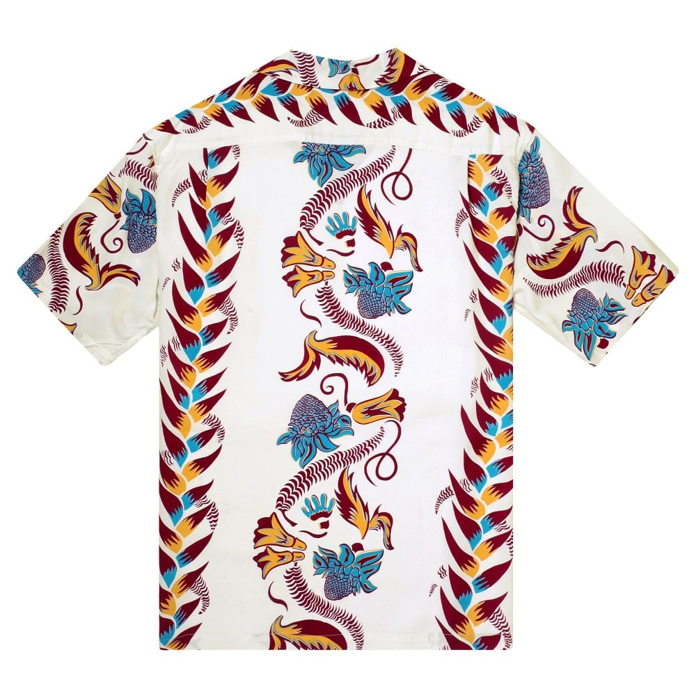 Sun Surf Shimmering Border Hawaiian Shirt in Off White SURF11092