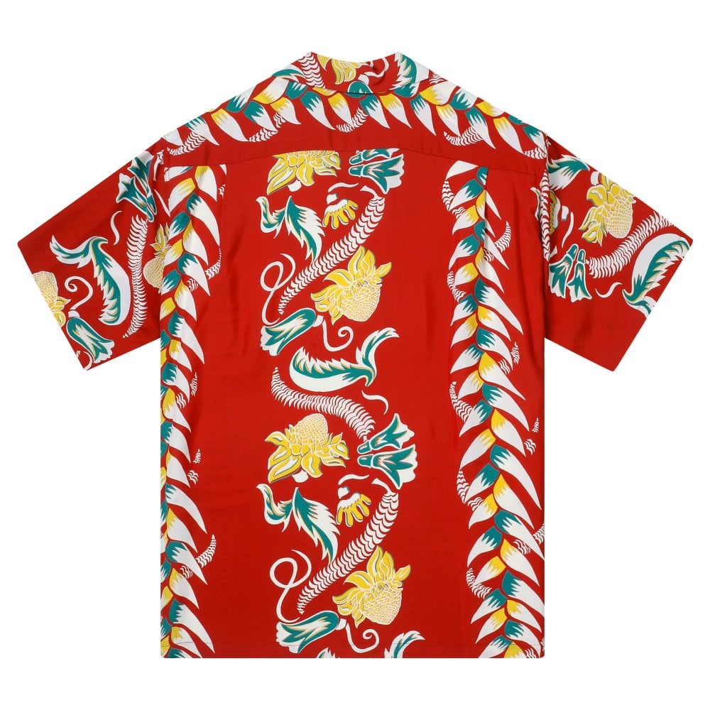 Sun Surf Shimmering Border Made in Japan Hawaiian Shirt in Wine SURF11093