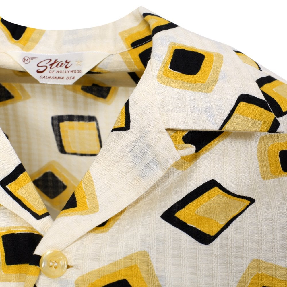 Star of Hollywood Mens Squares Print Hawaiian Shirt SoH11395