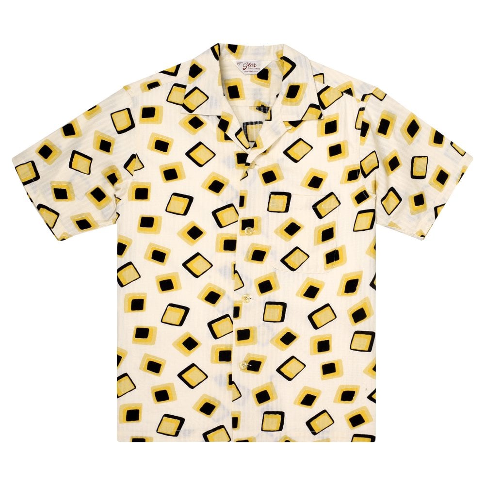 Star of Hollywood Mens Squares Print Hawaiian Shirt SoH11395