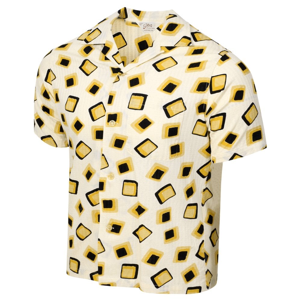 Star of Hollywood Mens Squares Print Hawaiian Shirt SoH11395