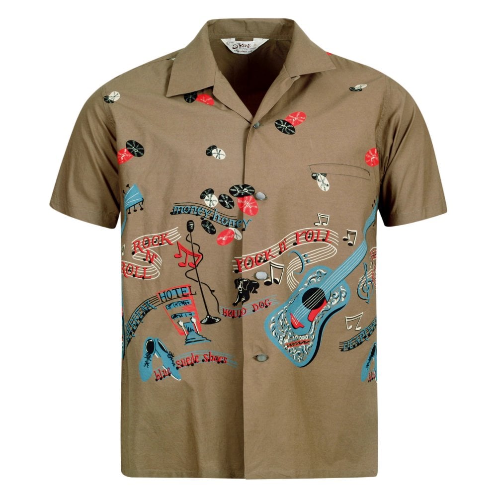 RockNRoll Guitar Star of Hollywood Hawaiian Shirt SoH10095
