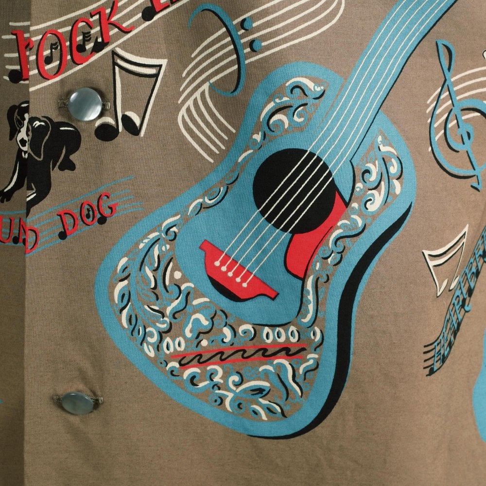 RockNRoll Guitar Star of Hollywood Hawaiian Shirt SoH10095