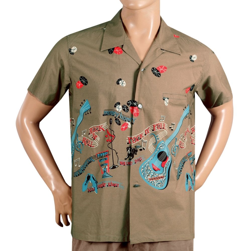 RockNRoll Guitar Star of Hollywood Hawaiian Shirt SoH10095