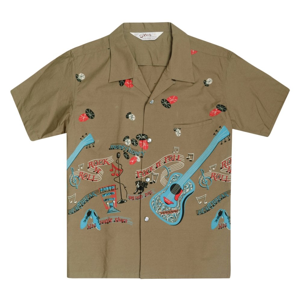 RockNRoll Guitar Star of Hollywood Hawaiian Shirt SoH10095