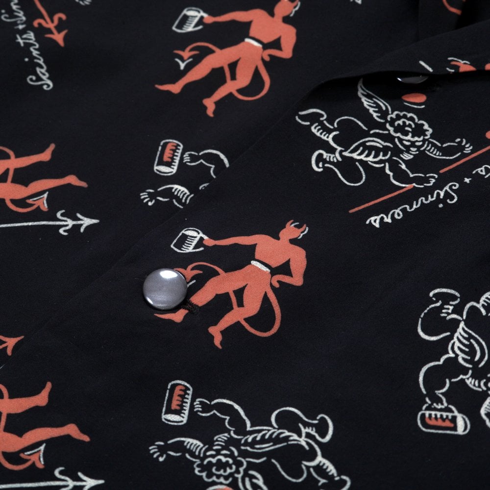 Saints & Sinners Open Collar Star of Hollywood Black Hawaiian Shirt SoH11086