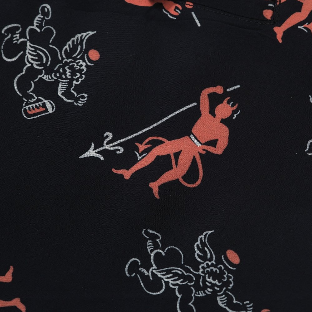Saints & Sinners Open Collar Star of Hollywood Black Hawaiian Shirt SoH11086