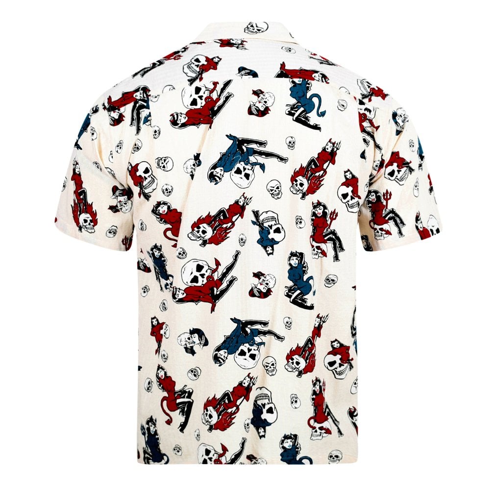The Devil Skull Girls Star of Hollywood Off White Hawaiian Shirt SoH10093