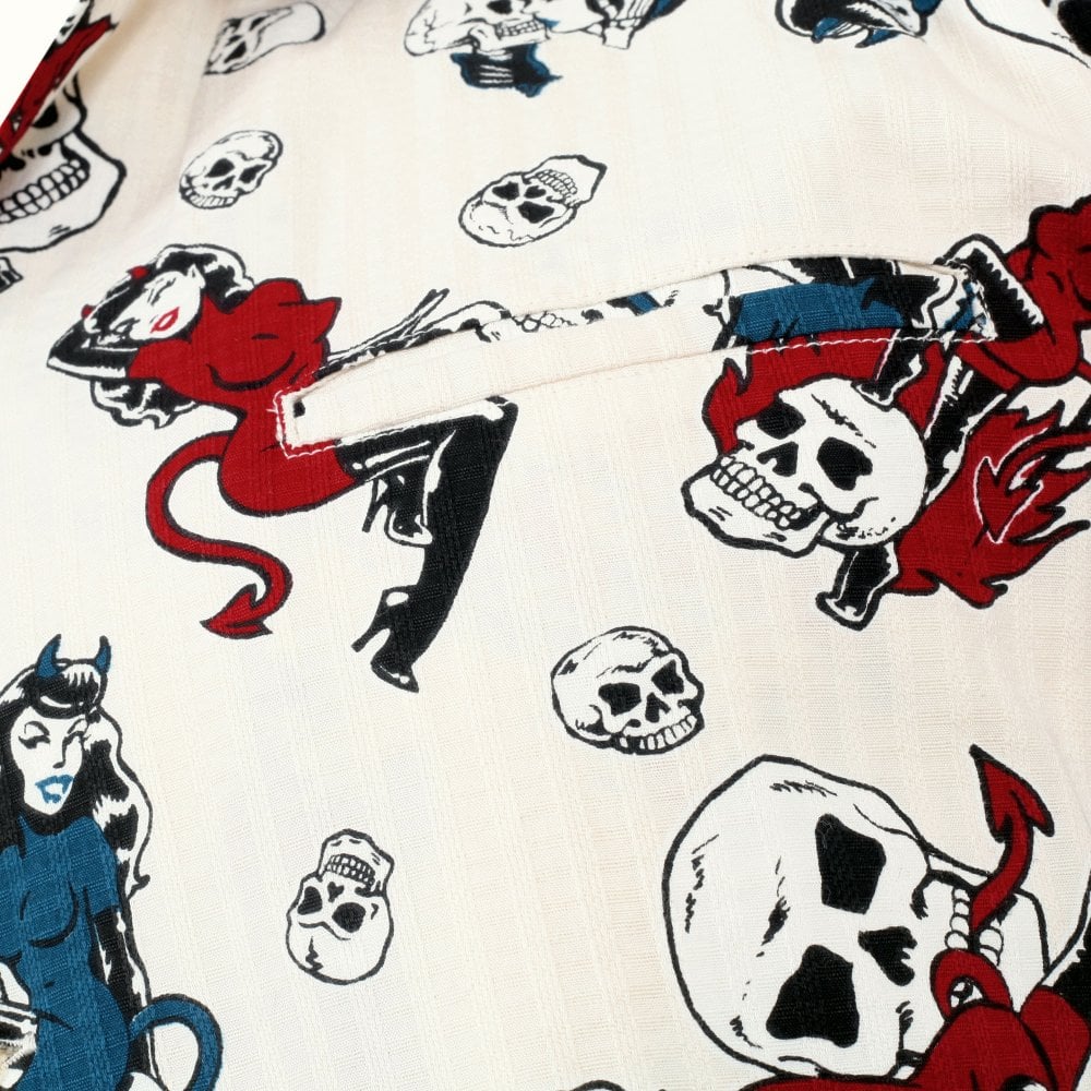 The Devil Skull Girls Star of Hollywood Off White Hawaiian Shirt SoH10093