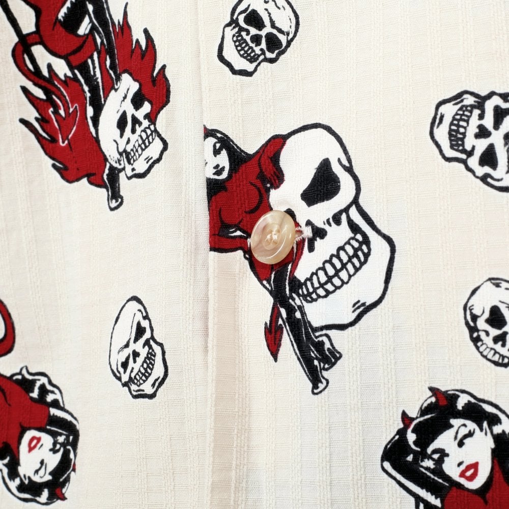 The Devil Skull Girls Star of Hollywood Off White Hawaiian Shirt SoH10093