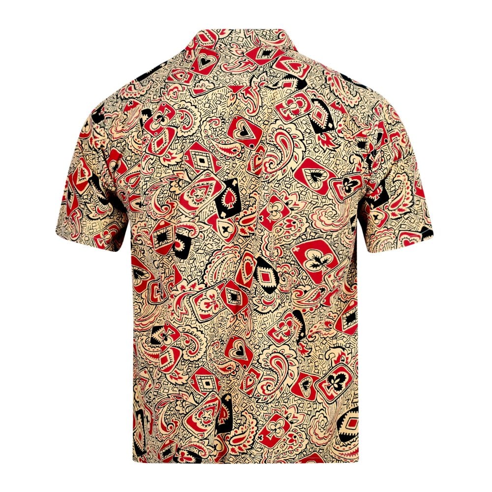 Playing Card & Paisley Star of Hollywood Off White Hawaiian Shirt SoH10098