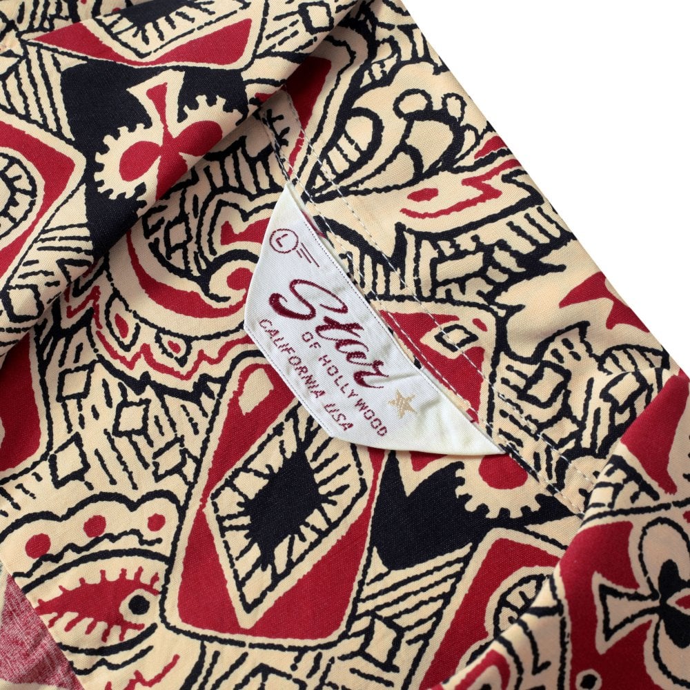 Playing Card & Paisley Star of Hollywood Off White Hawaiian Shirt SoH10098