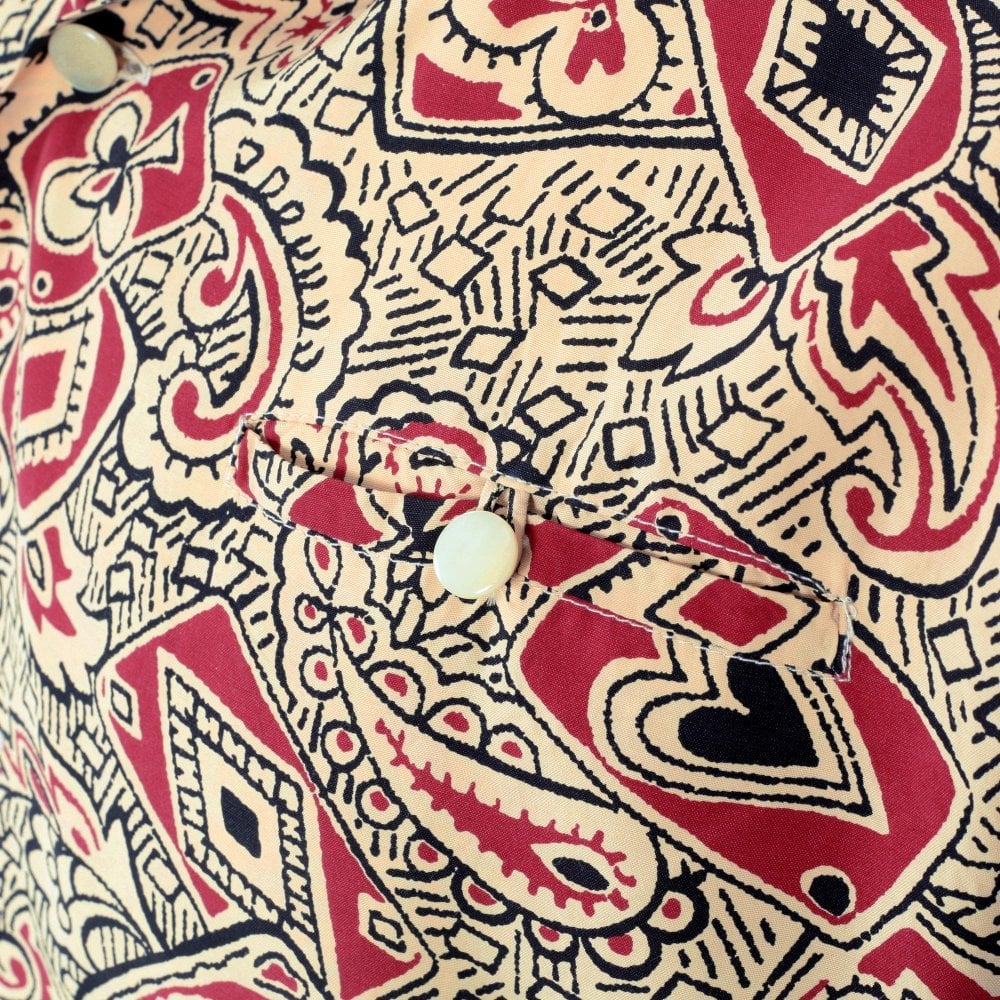 Playing Card & Paisley Star of Hollywood Off White Hawaiian Shirt SoH10098